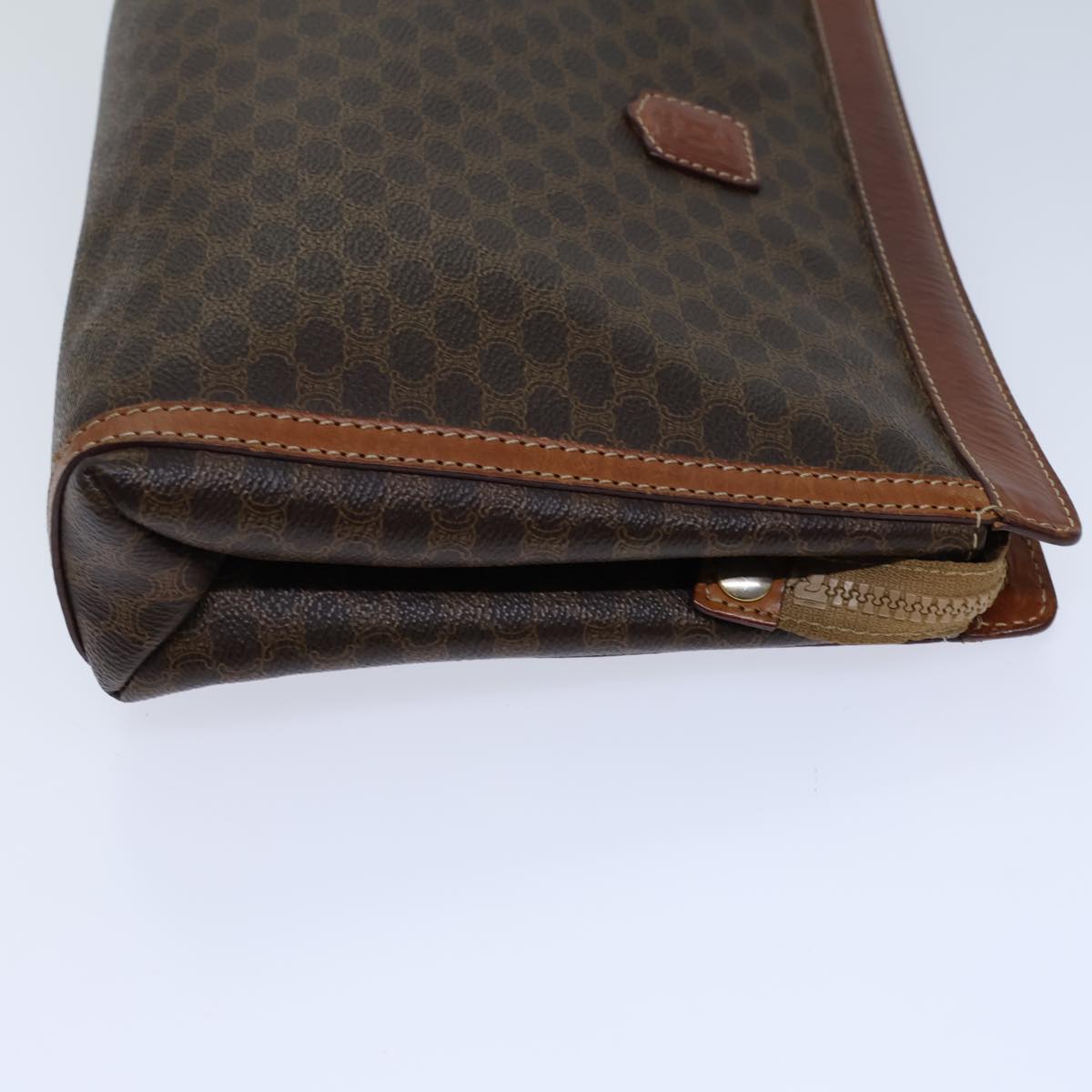 CELINE Macadam Canvas Clutch Bag PVC Brown Auth bs13810