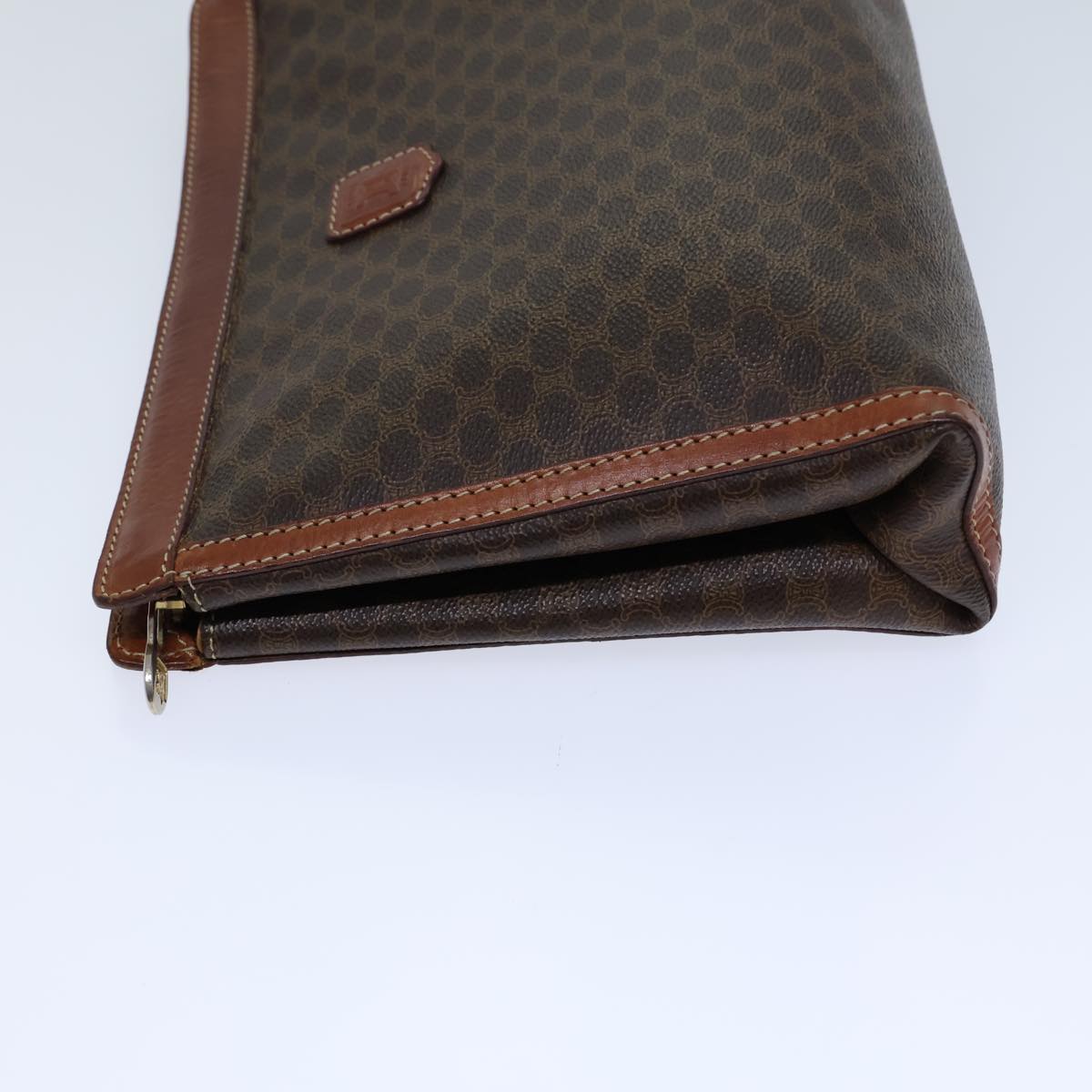 CELINE Macadam Canvas Clutch Bag PVC Brown Auth bs13810