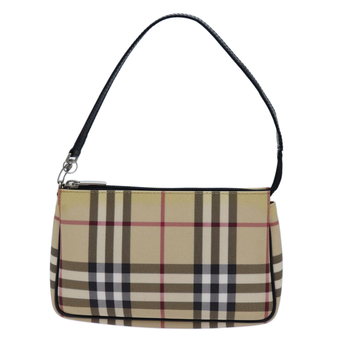 BURBERRY Nova Check Accessory Pouch PVC Beige Black Auth bs13813