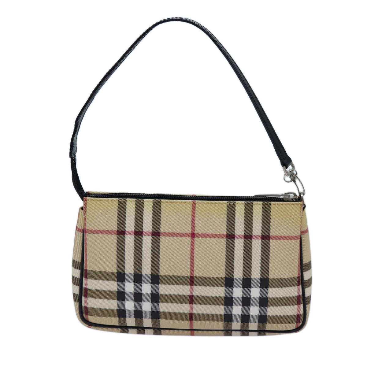 BURBERRY Nova Check Accessory Pouch PVC Beige Black Auth bs13813 - 0