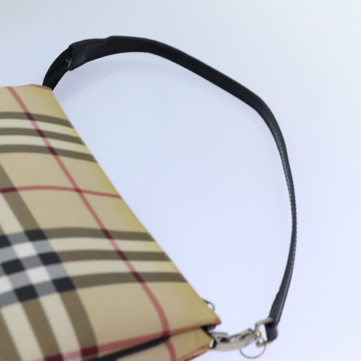 BURBERRY Nova Check Accessory Pouch PVC Beige Black Auth bs13813