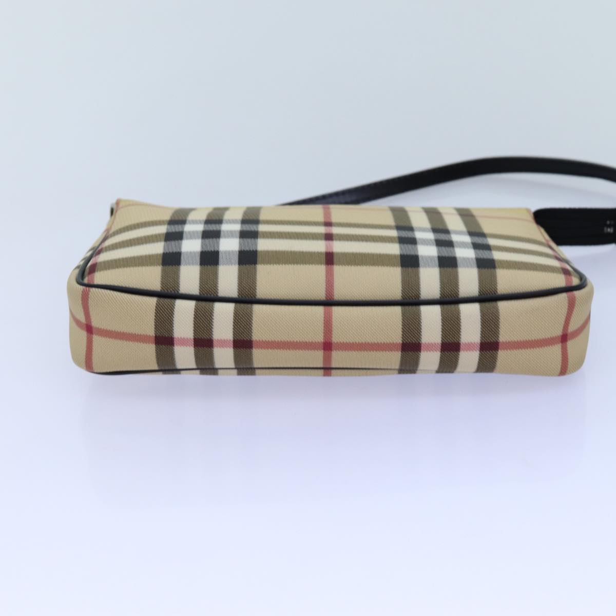 BURBERRY Nova Check Accessory Pouch PVC Beige Black Auth bs13813