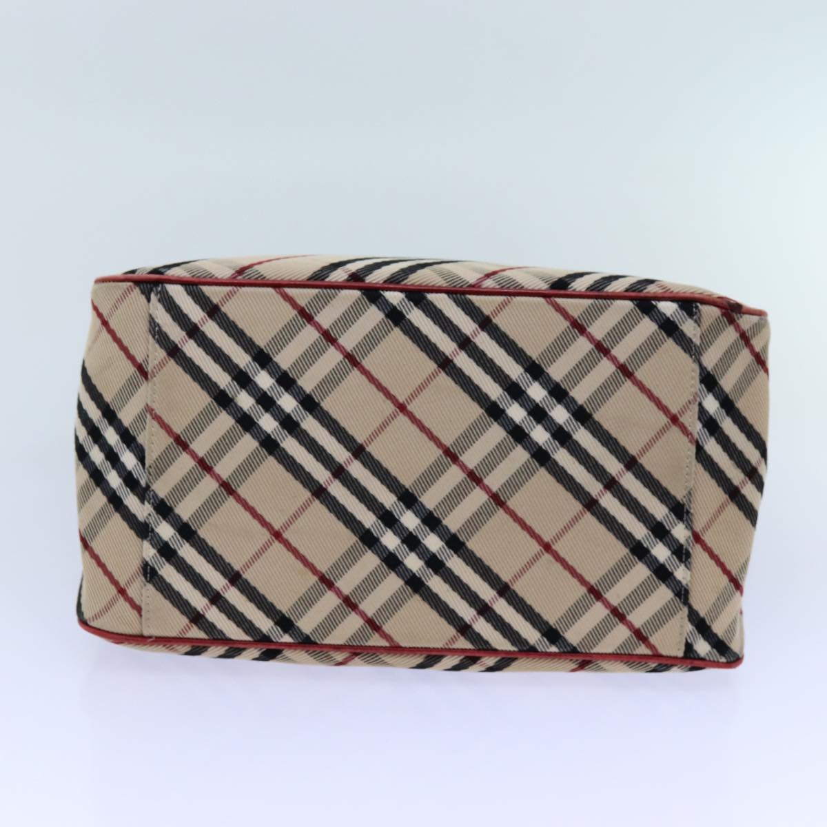 BURBERRY Nova Check Blue Label Hand Bag Canvas Beige Red Auth bs13814