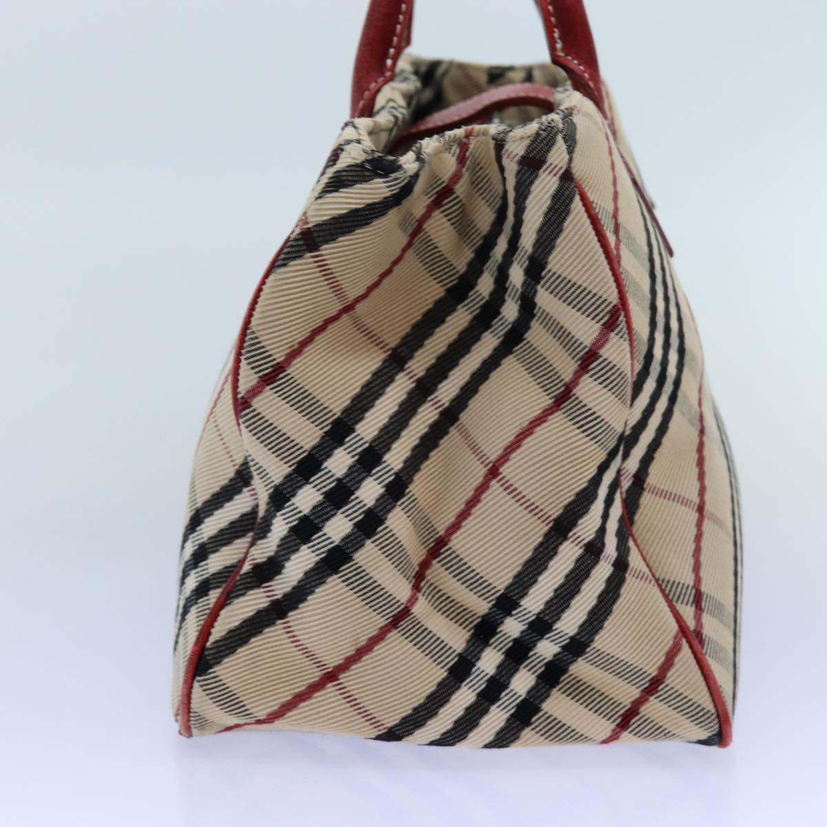 BURBERRY Nova Check Blue Label Hand Bag Canvas Beige Red Auth bs13814