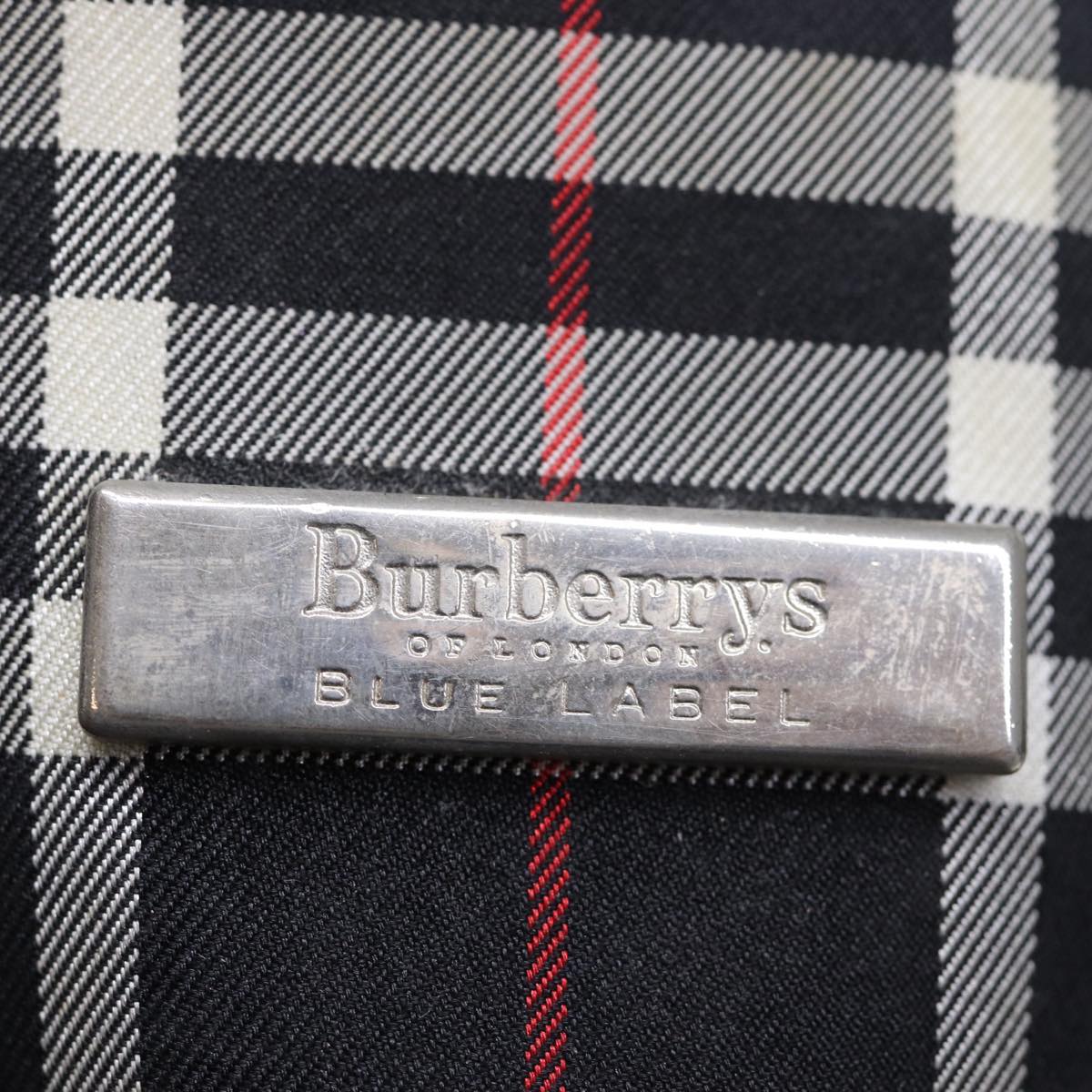 Burberrys Nova Check Blue Label Shoulder Bag Canvas Black Auth bs13816
