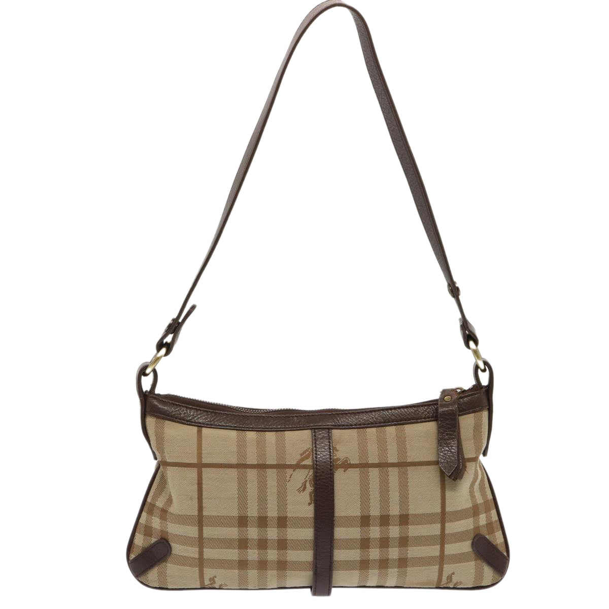 BURBERRY Nova Check Shoulder Bag Canvas Beige Brown Auth bs13818