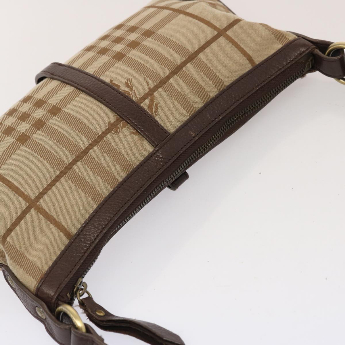 BURBERRY Nova Check Shoulder Bag Canvas Beige Brown Auth bs13818