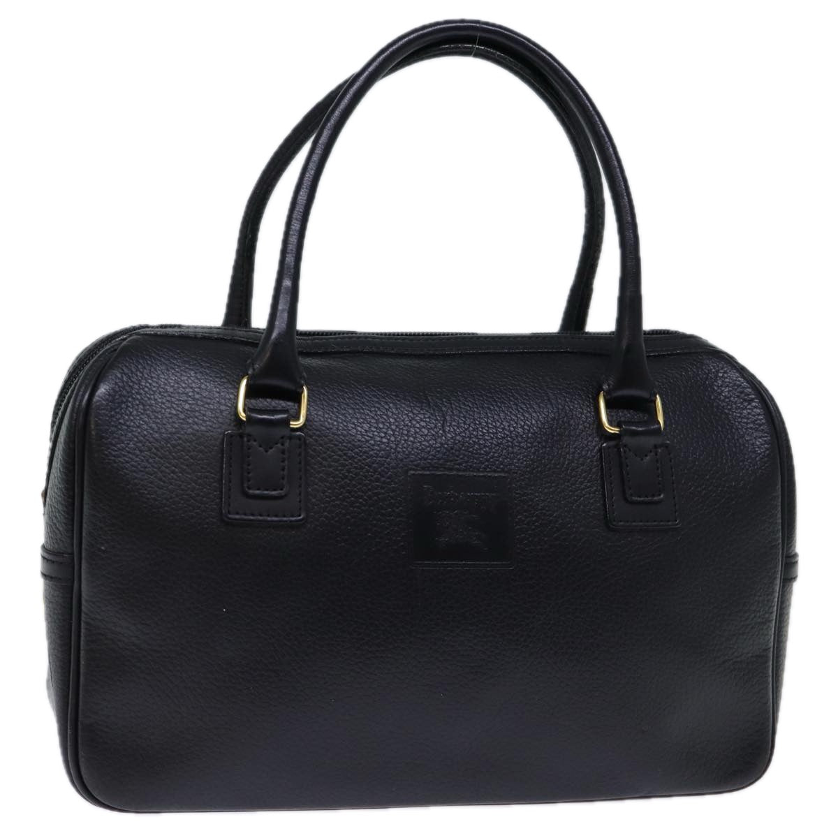 Burberrys Hand Bag Leather Black Auth bs13821