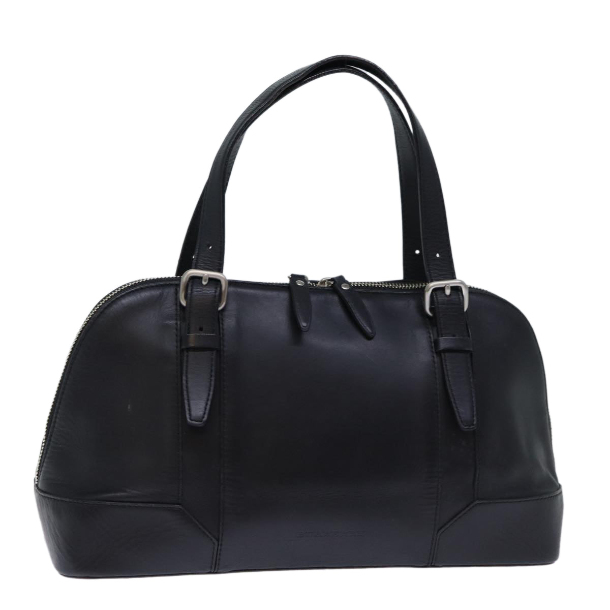 BURBERRY Hand Bag Leather Black Auth bs13822