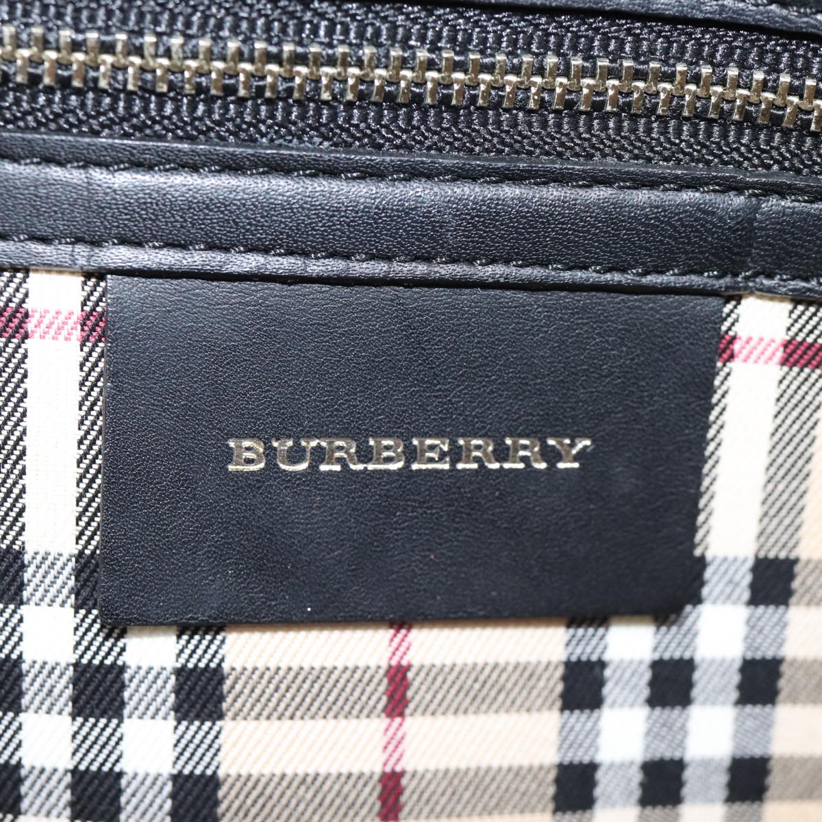 BURBERRY Hand Bag Leather Black Auth bs13822