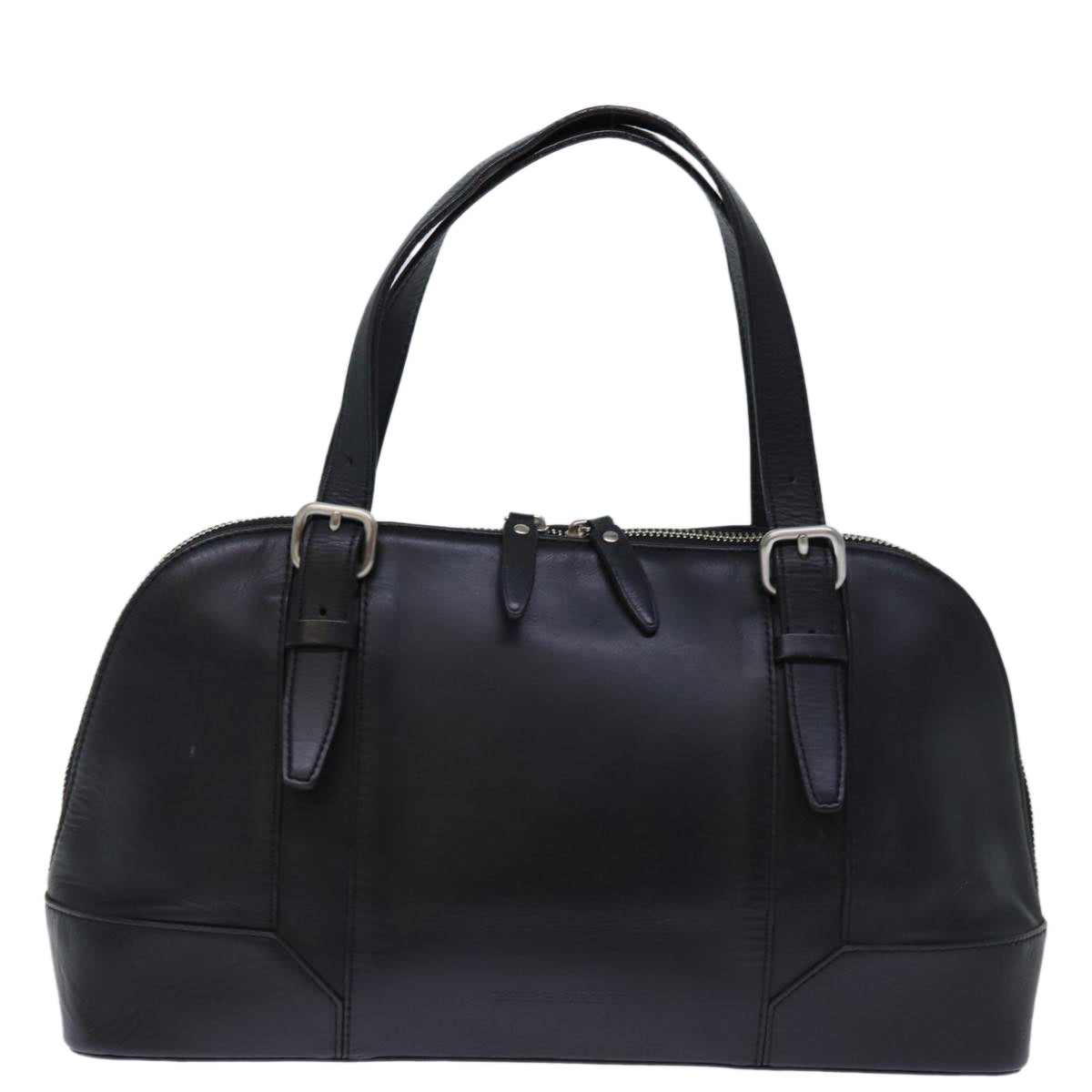 BURBERRY Hand Bag Leather Black Auth bs13822