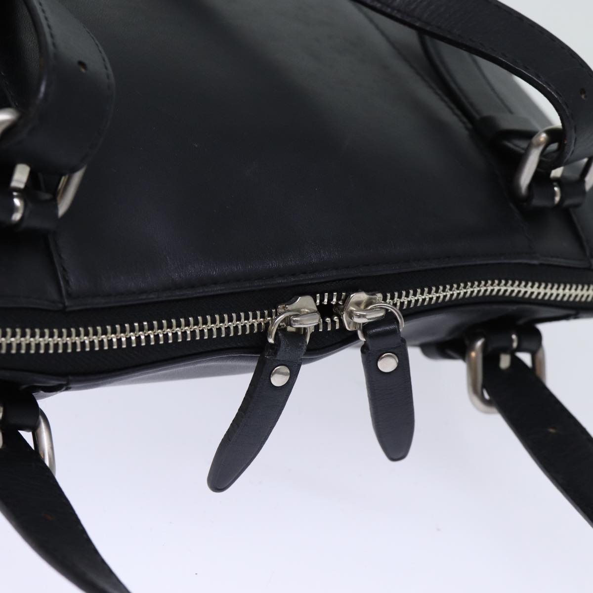 BURBERRY Hand Bag Leather Black Auth bs13822