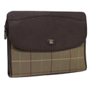 Burberrys Nova Check Clutch Bag Canvas Brown Auth bs13823-1