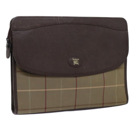 Burberrys Nova Check Clutch Bag Canvas Brown Auth bs13823