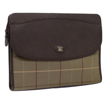 Burberrys Nova Check Clutch Bag Canvas Brown Auth bs13823