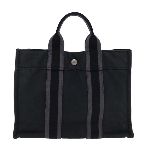 HERMES Fourre Tout PM Hand Bag Canvas Gray Auth bs13840