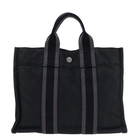 HERMES Fourre Tout PM Hand Bag Canvas Gray Auth bs13840 - 0