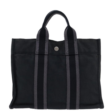 HERMES Fourre Tout PM Hand Bag Canvas Gray Auth bs13840 - 0