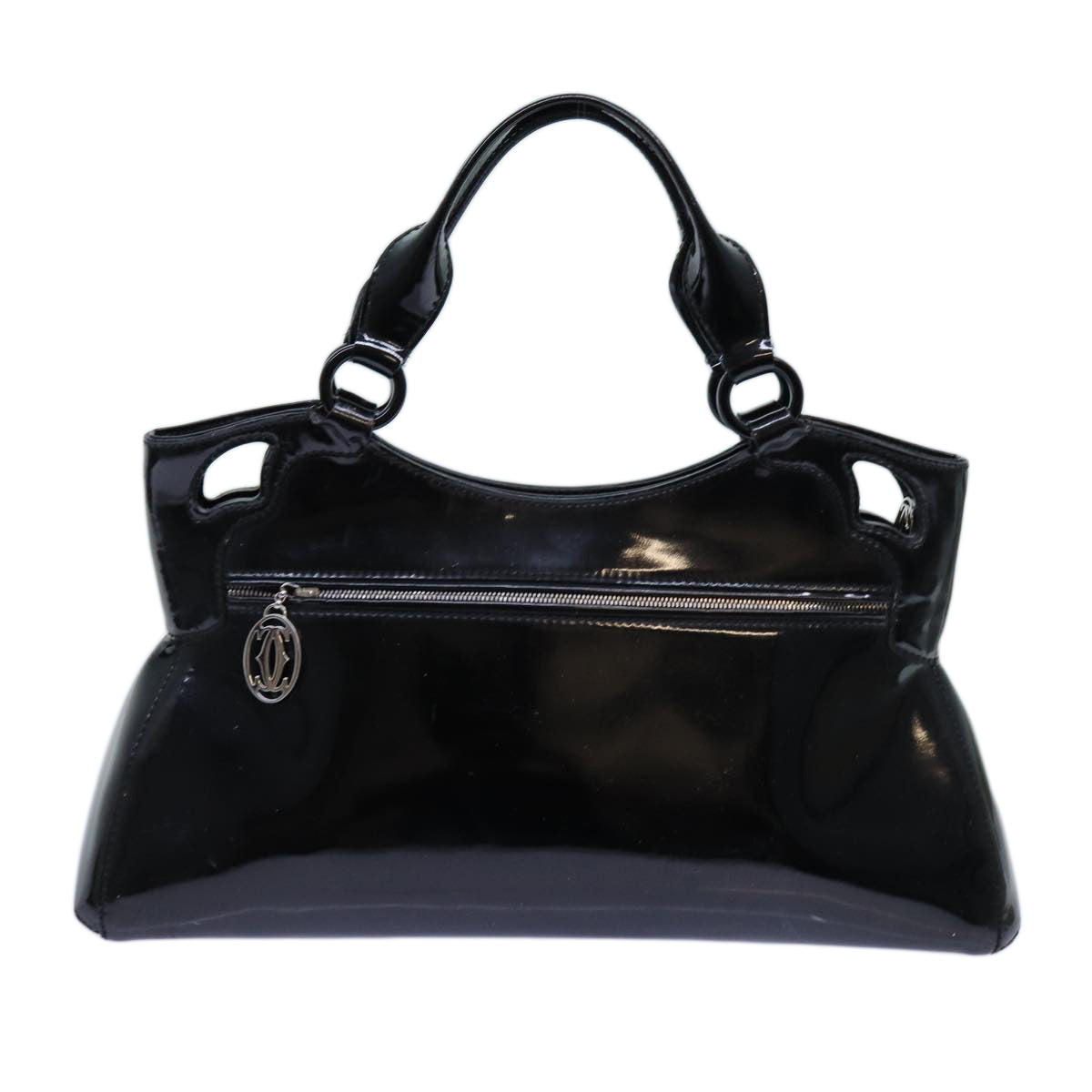 CARTIER Hand Bag Enamel Black Auth bs13851 - 0