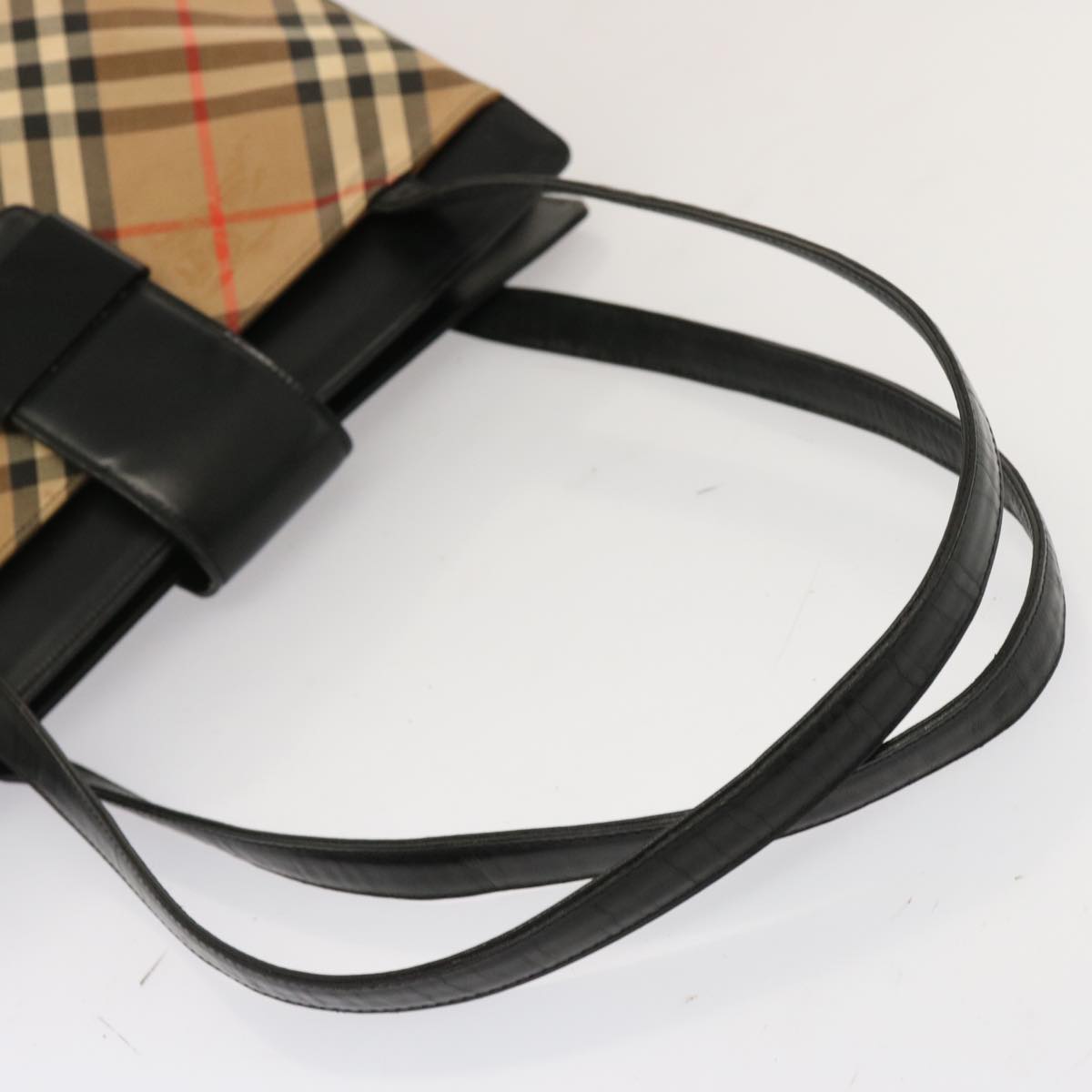 Burberrys Nova Check Shoulder Bag Canvas Beige Black Auth bs13862