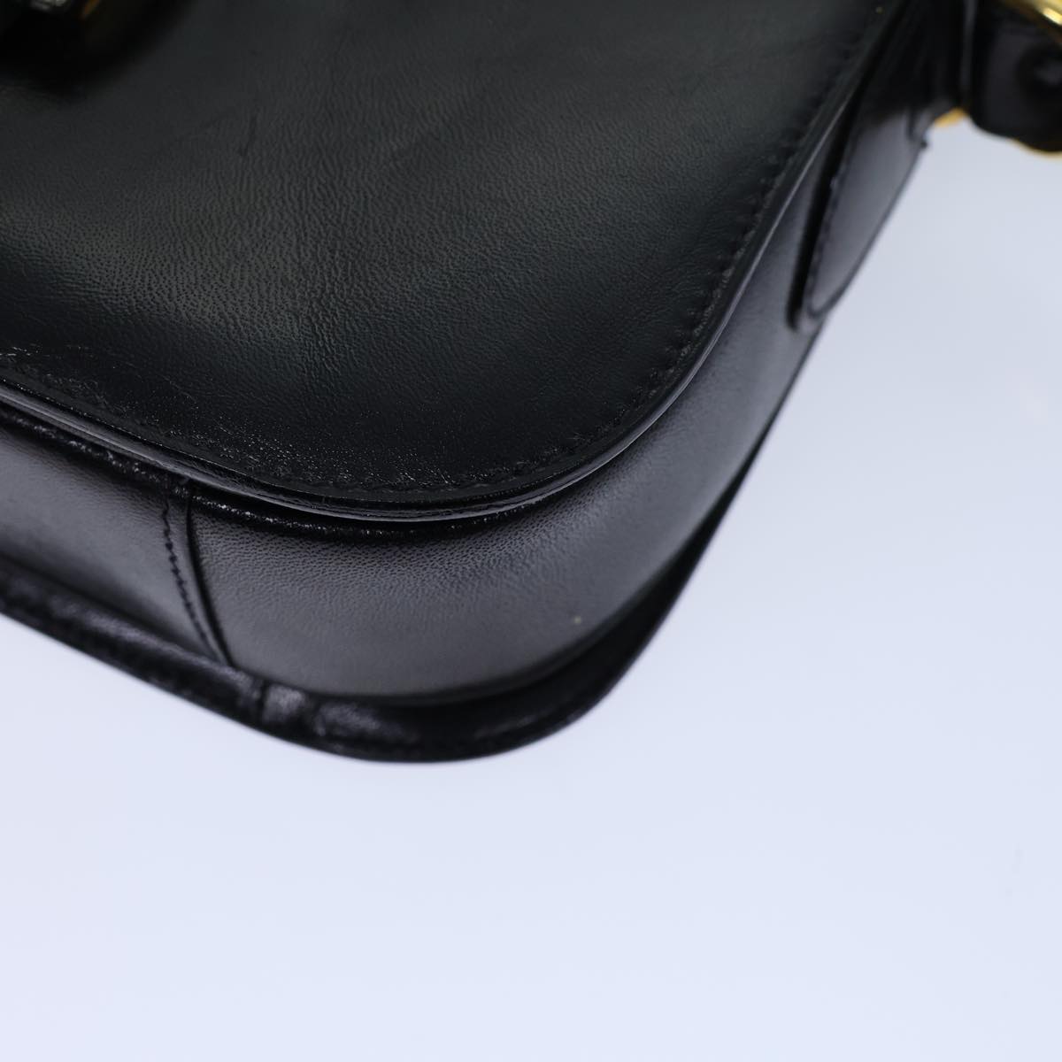 CELINE Horse Carriage Shoulder Bag Leather Black Auth bs13870