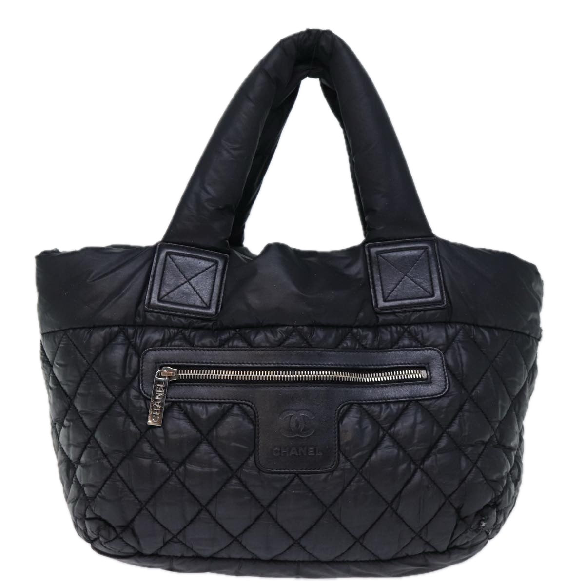 CHANEL Cococoon Hand Bag Nylon Black CC Auth bs13899