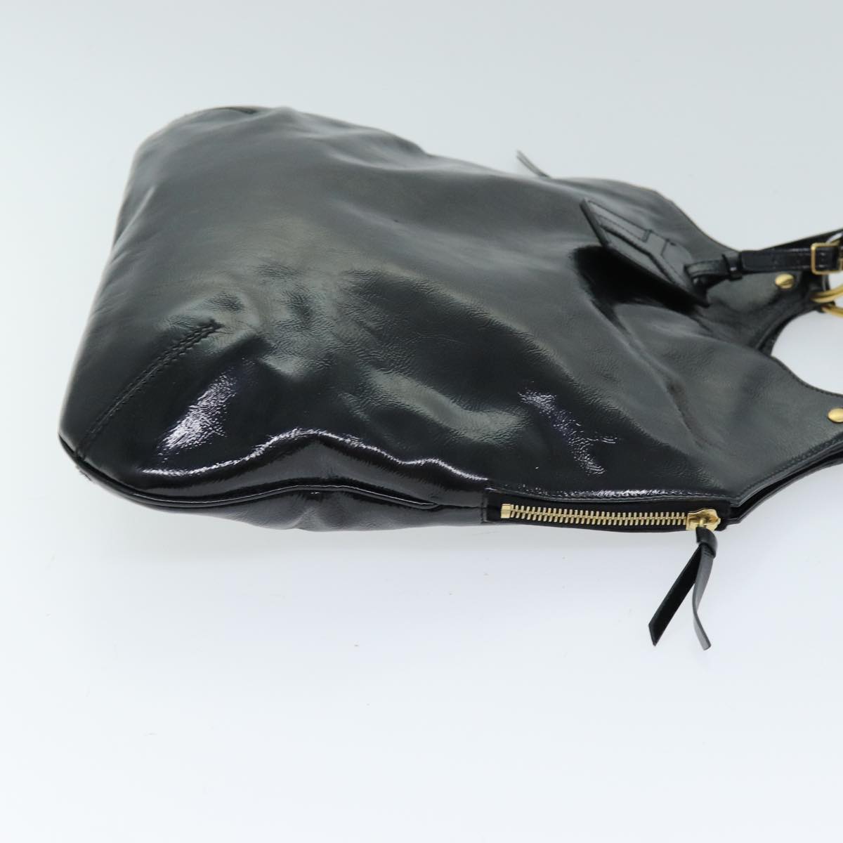 SAINT LAURENT Hand Bag Enamel Black 177739 Auth bs13905