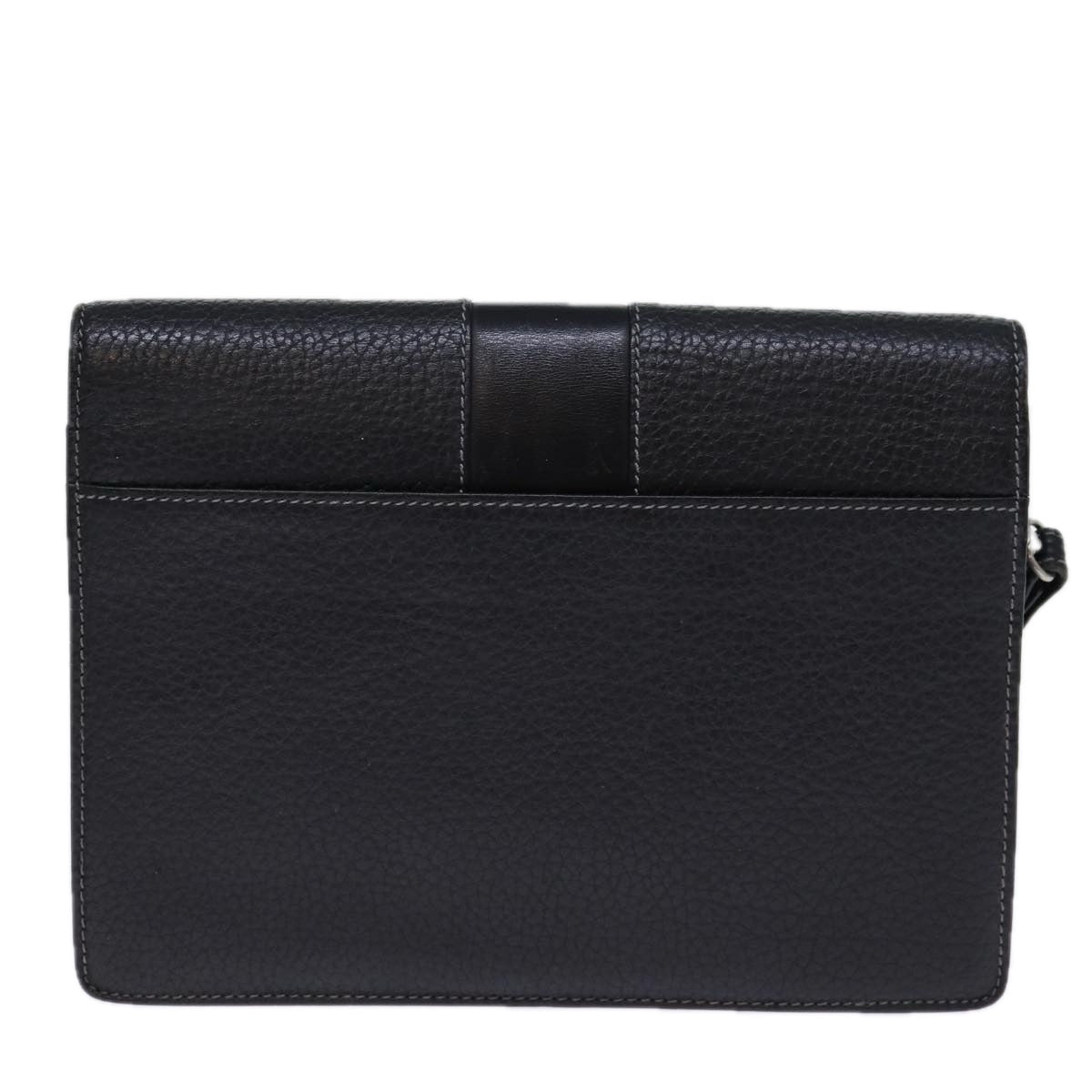 Burberrys Clutch Bag Leather Black Auth bs13915 - 0