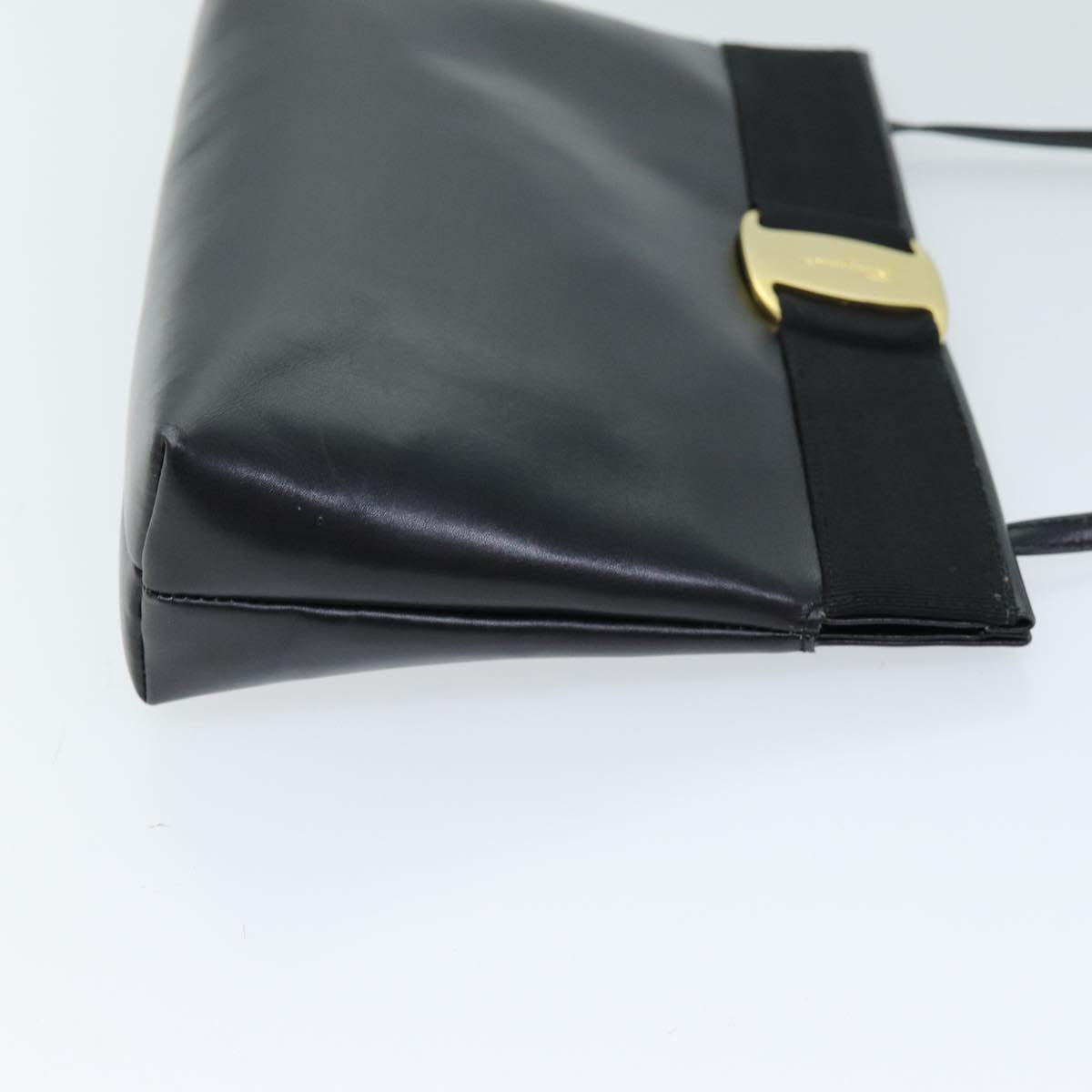 Salvatore Ferragamo Shoulder Bag Leather Black Auth bs13917