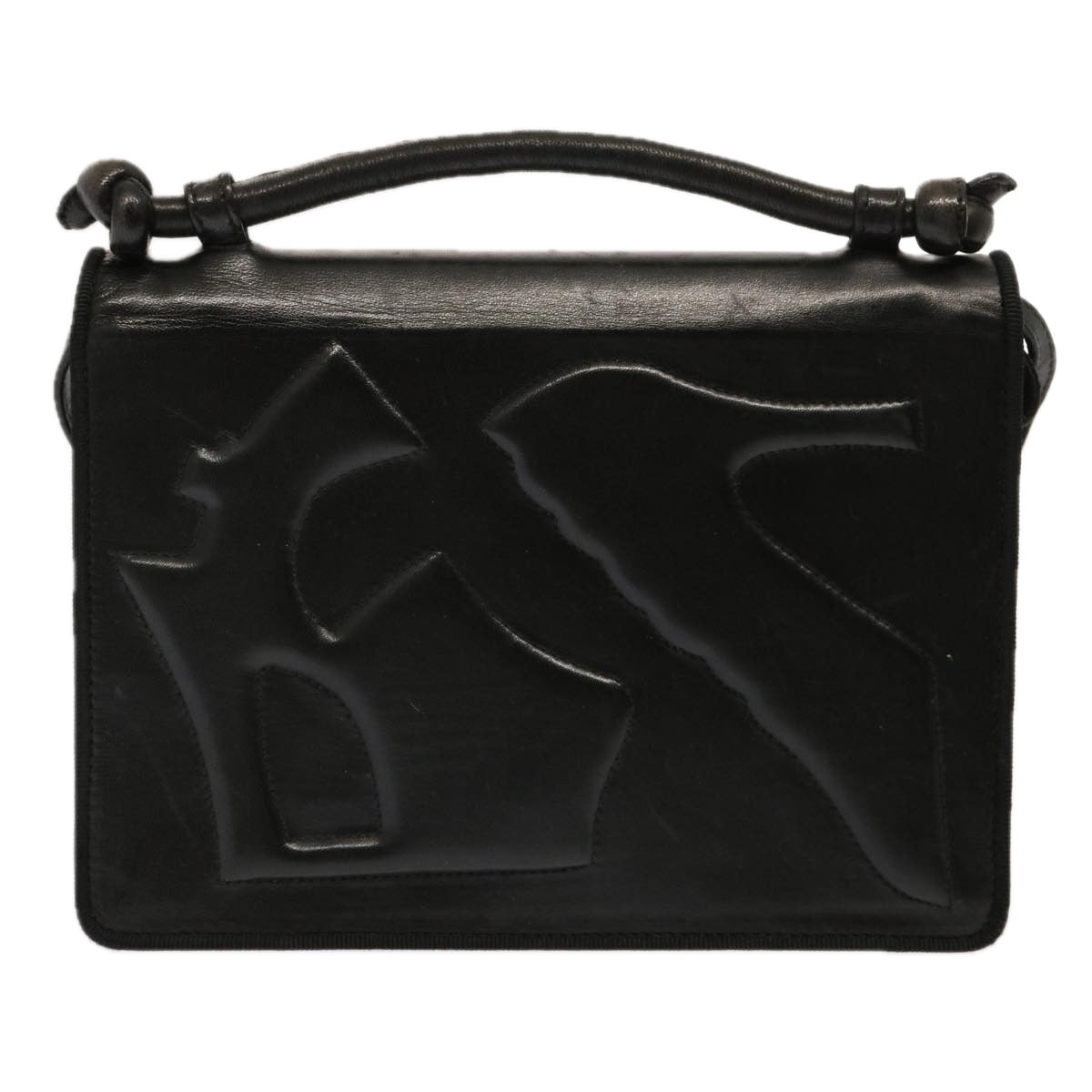 Salvatore Ferragamo Hand Bag Leather 2way Black Auth bs13918 - 0