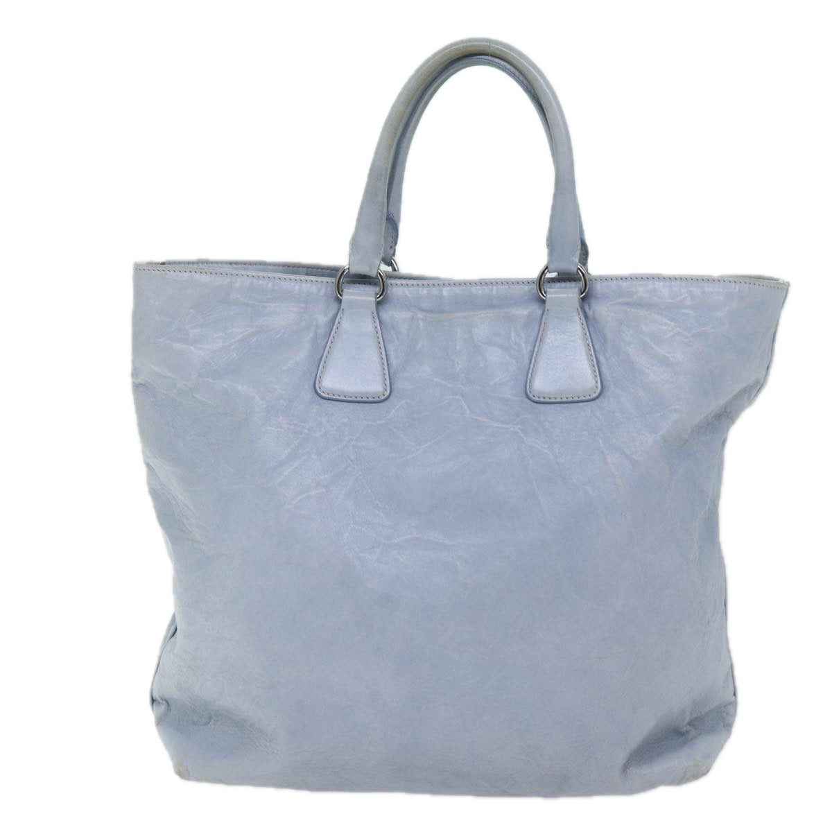PRADA Hand Bag Leather 2way Light Blue Auth bs13927 - 0