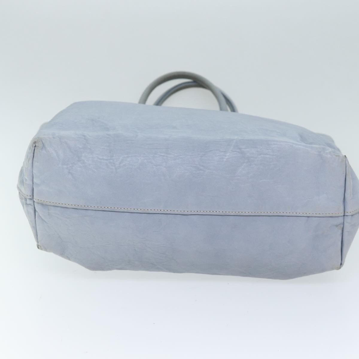 PRADA Hand Bag Leather 2way Light Blue Auth bs13927