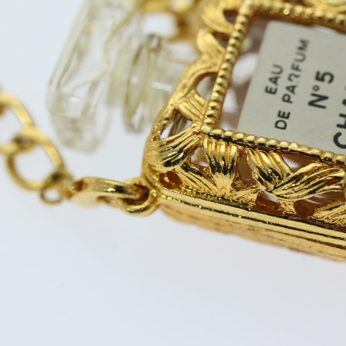 CHANEL Perfume N°5 Necklace metal Gold CC Auth bs13937