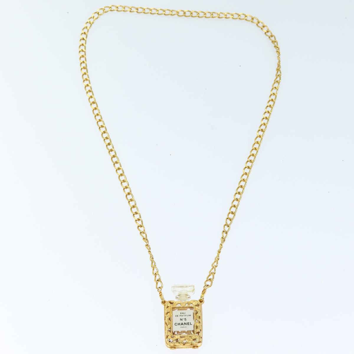 CHANEL Perfume N°5 Necklace metal Gold CC Auth bs13937 - 0