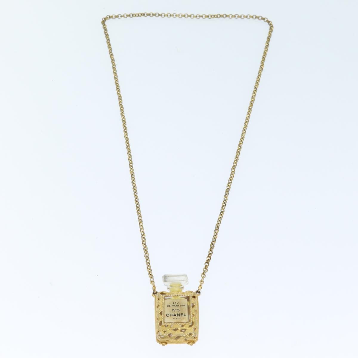 CHANEL Perfume N°5 Necklace metal Gold CC Auth bs13939 - 0