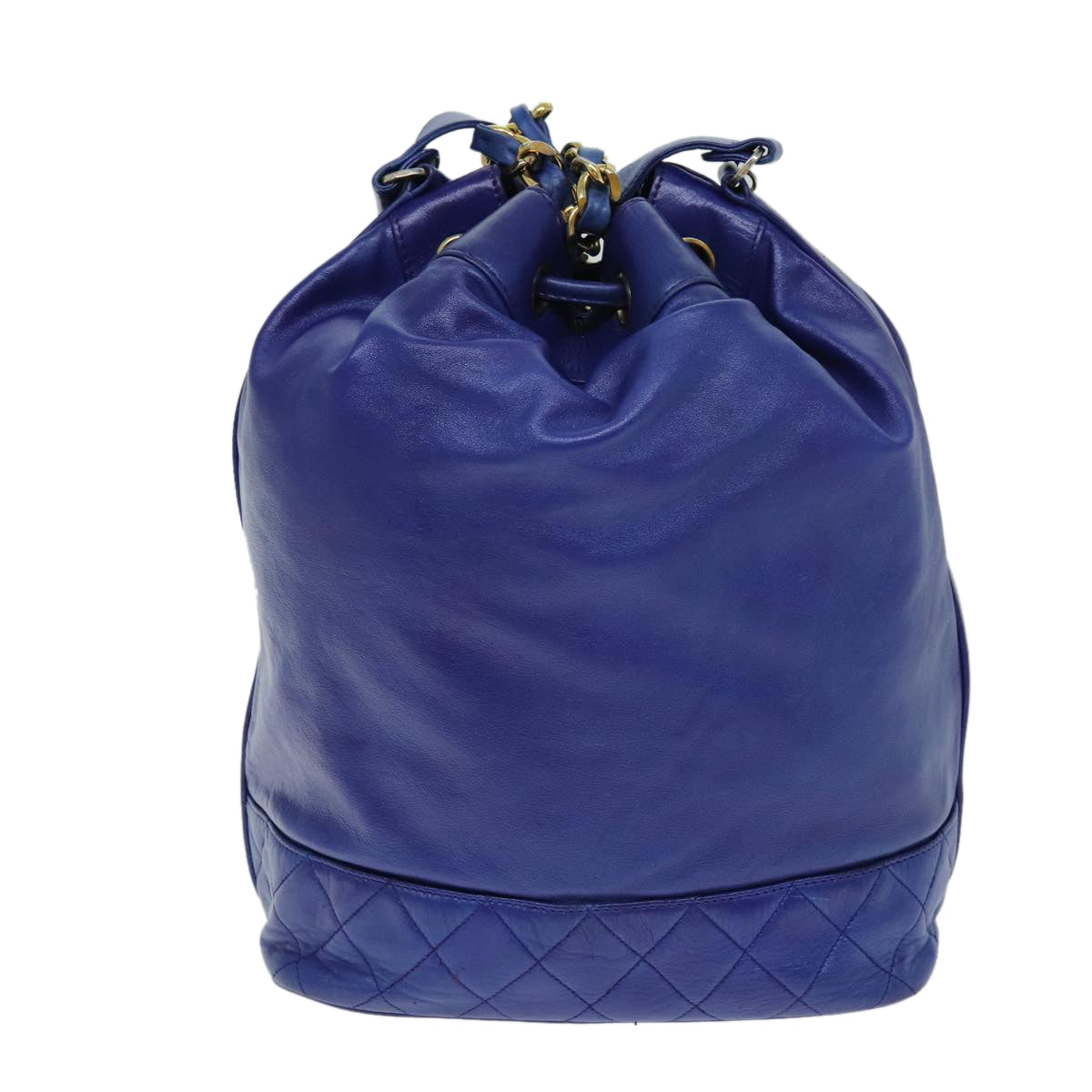 CHANEL Matelasse Chain Shoulder Bag Leather Blue CC Auth bs13941 - 0