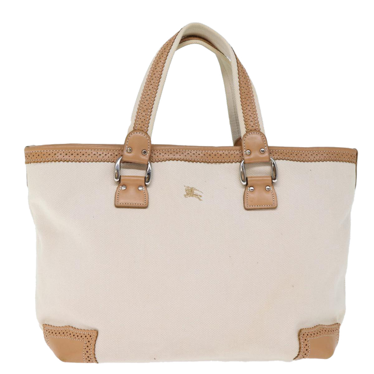 BURBERRY Blue Label Tote Bag Canvas Beige Auth bs13947