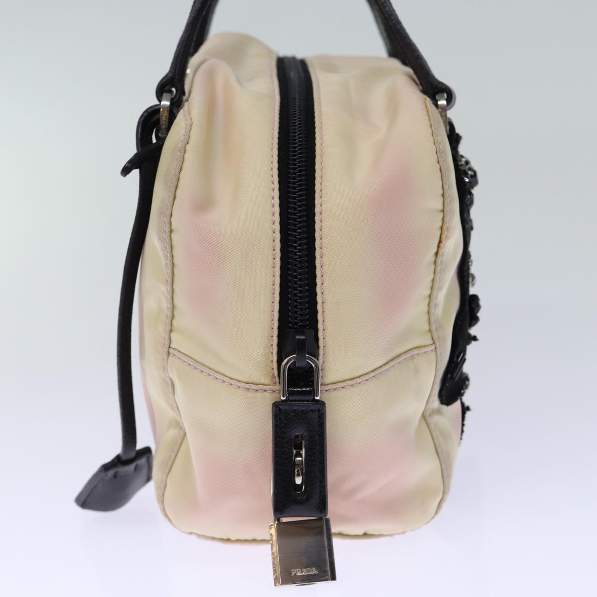 PRADA Hand Bag Nylon White Auth bs13951