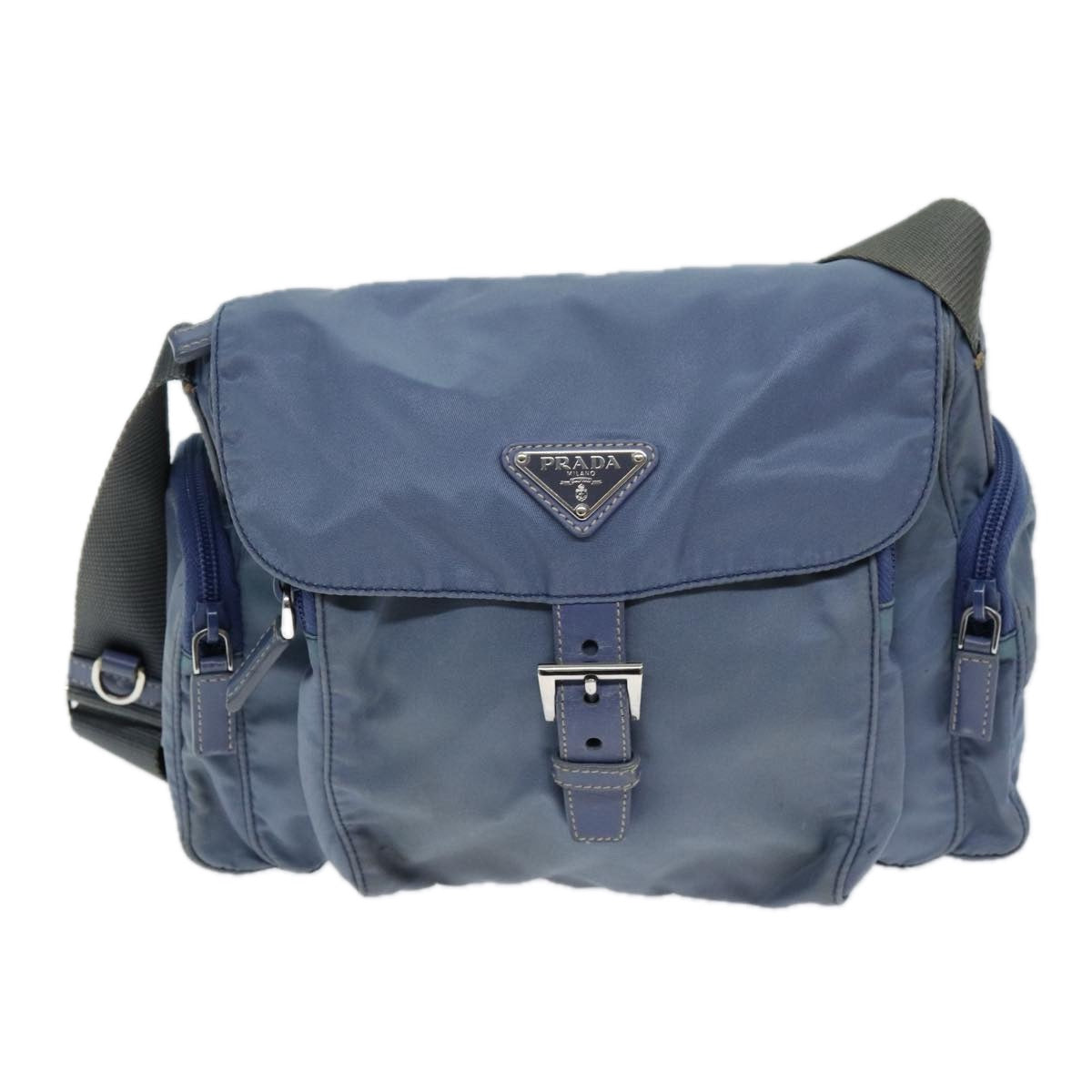 PRADA Shoulder Bag Nylon Blue Auth bs13953
