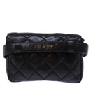 CHANEL Matelasse Turn Lock Waist bag Leather Black CC Auth bs13969-2