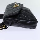 CHANEL Matelasse Turn Lock Waist bag Leather Black CC Auth bs13969-3