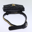CHANEL Matelasse Turn Lock Waist bag Leather Black CC Auth bs13969-7