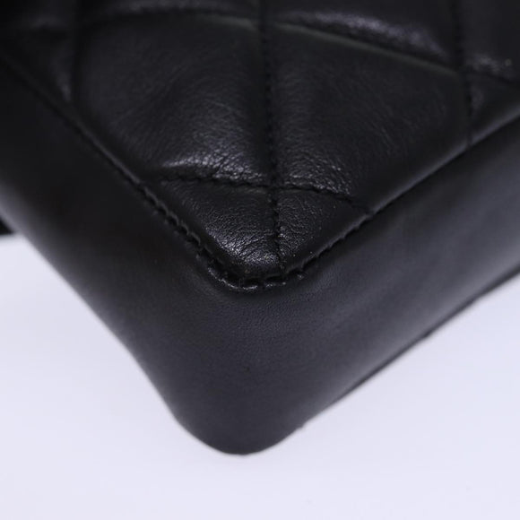 CHANEL Matelasse Turn Lock Waist bag Leather Black CC Auth bs13970