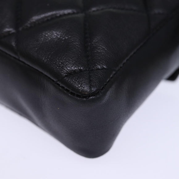CHANEL Matelasse Turn Lock Waist bag Leather Black CC Auth bs13970