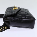 CHANEL Matelasse Turn Lock Waist bag Leather Black CC Auth bs13970-4
