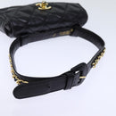 CHANEL Matelasse Turn Lock Waist bag Leather Black CC Auth bs13970-7