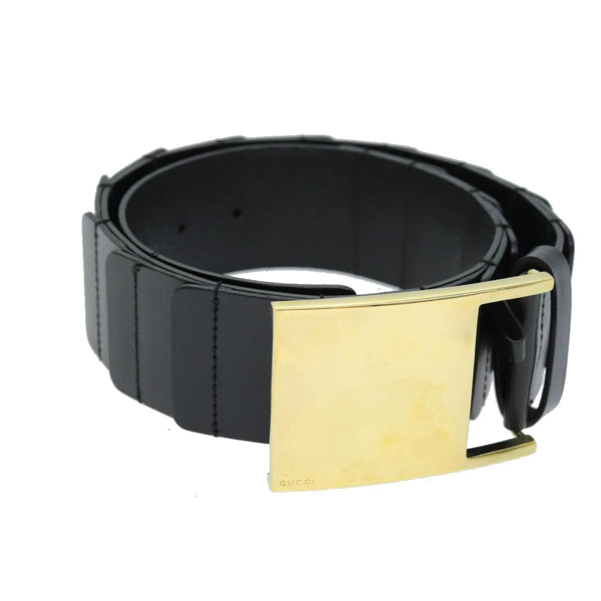GUCCI Belt Leather 26.8""-28.7"" Black Auth bs13972