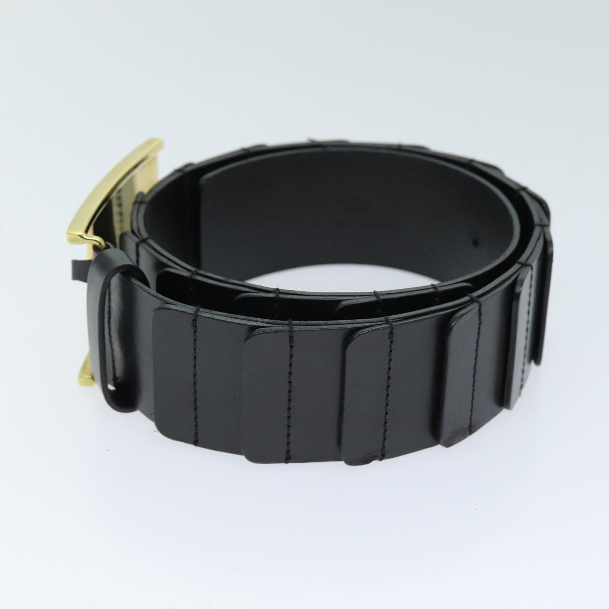 GUCCI Belt Leather 26.8""-28.7"" Black Auth bs13972