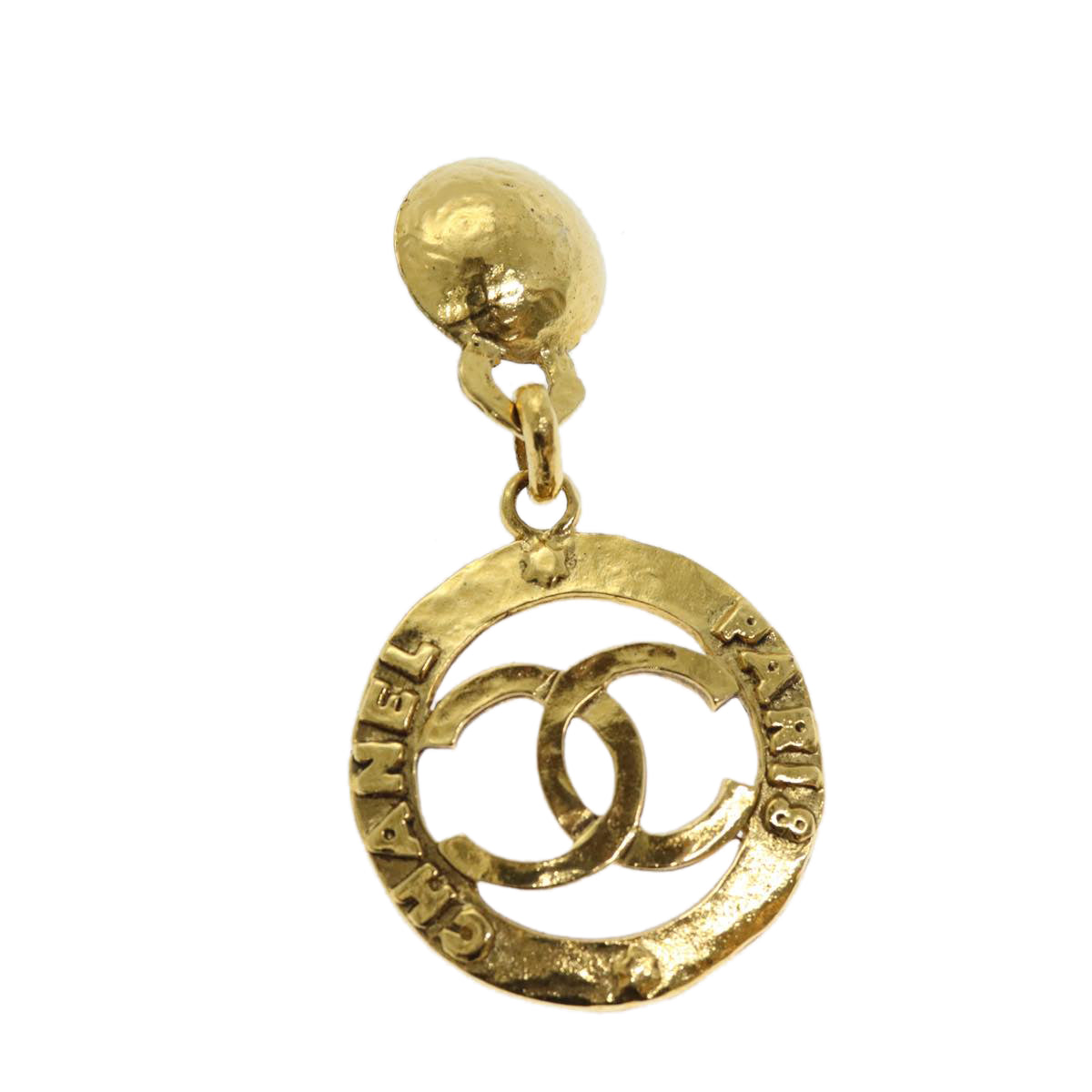 CHANEL Earring Metal One Side Only Gold CC Auth bs13983