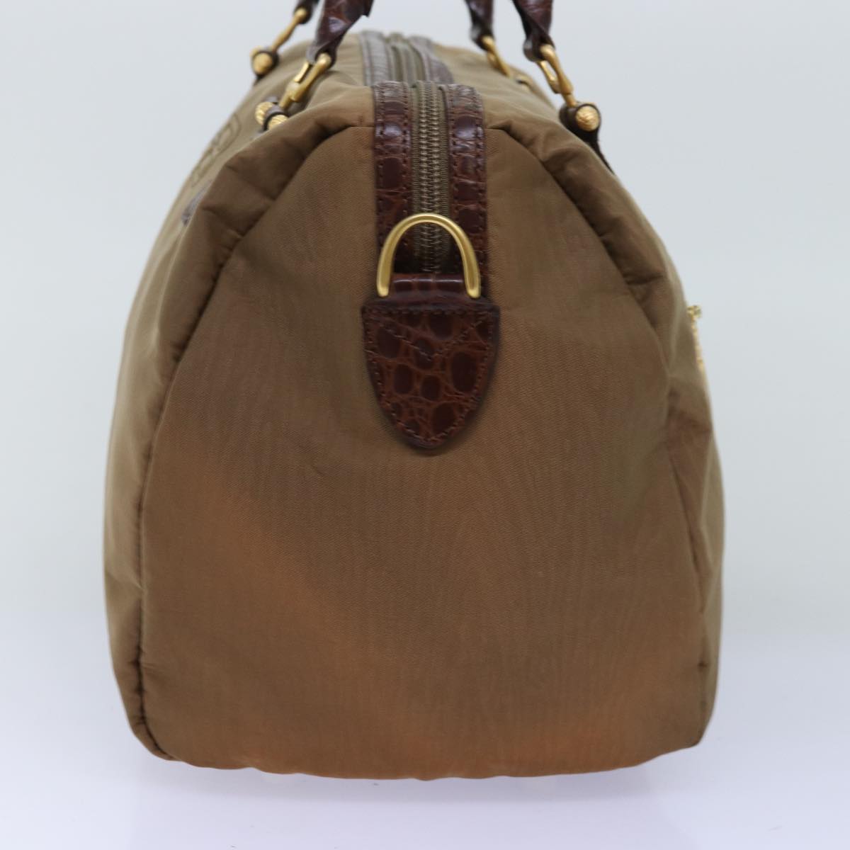 BALENCIAGA Hand Bag Nylon Brown Auth bs13991